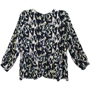 My Collection Women Blouse Size XL Top  Long Sleeve Peasant Chiffon Watercolor